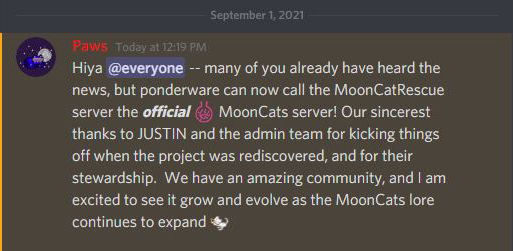 MoonCats Rescue Thank-you to Justin